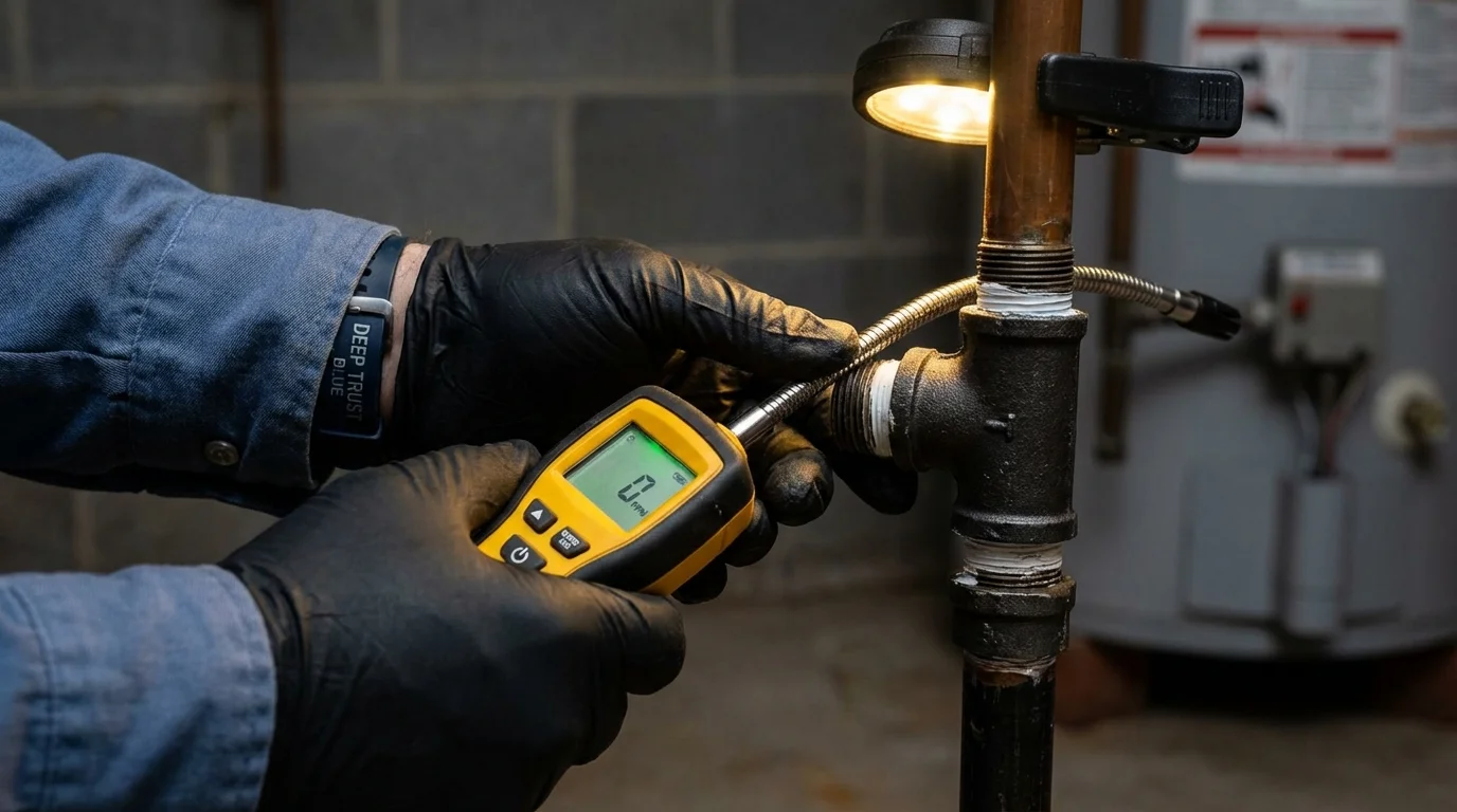 Gas leak detection with electronic sniffer by Johns Plumbing LLC in Justin