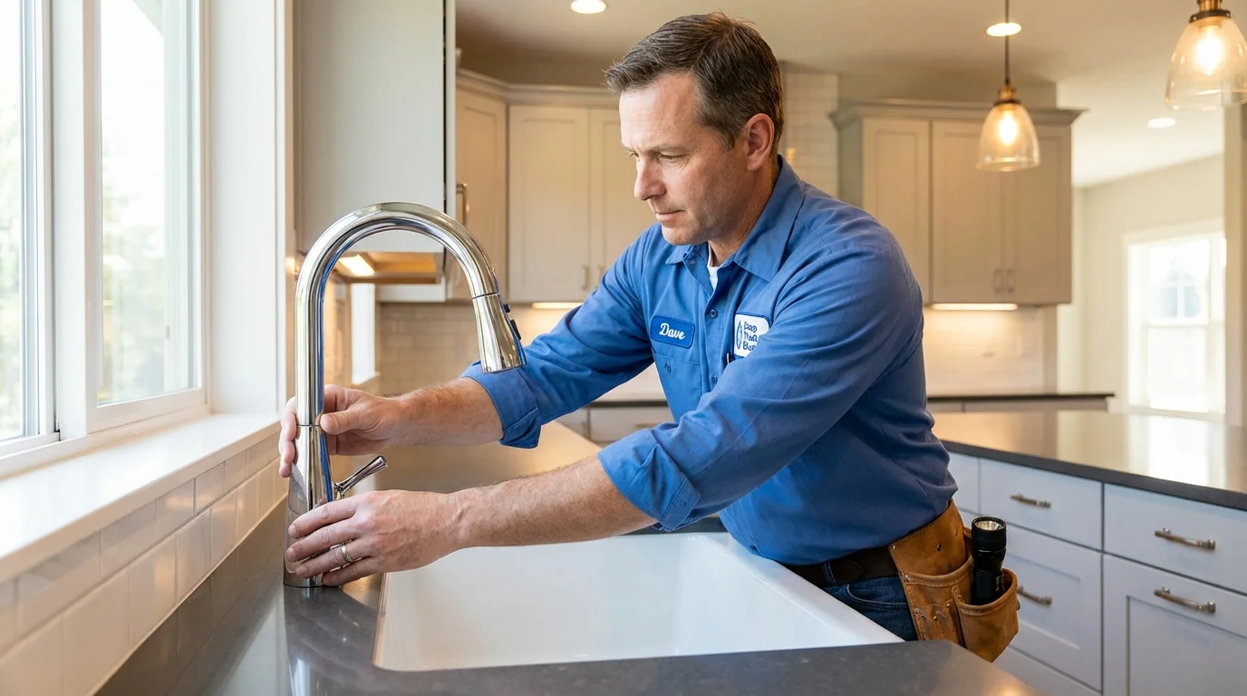 Kitchen faucet installation by Johns Plumbing LLC in Justin
