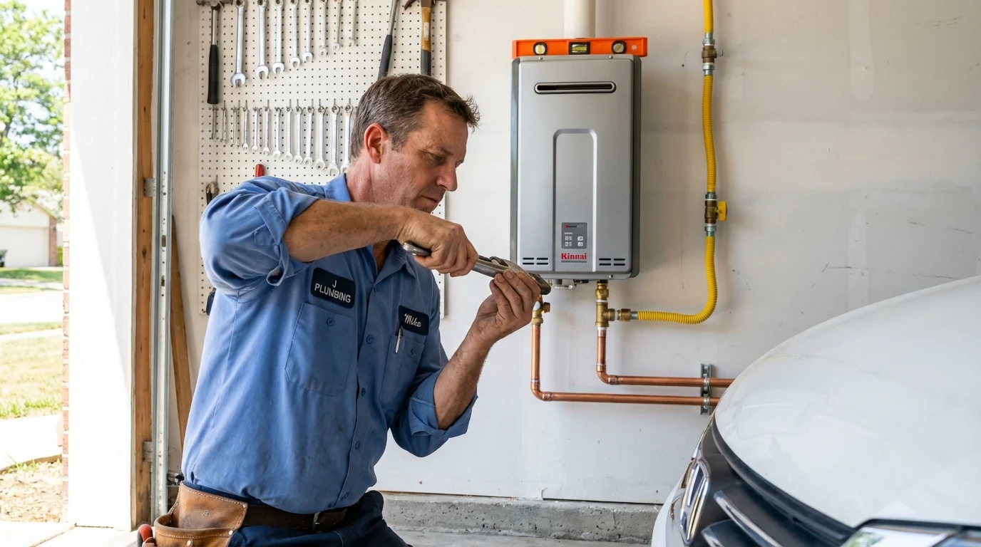 Tankless water heater installation by a Johns Plumbing LLC plumber in Justin